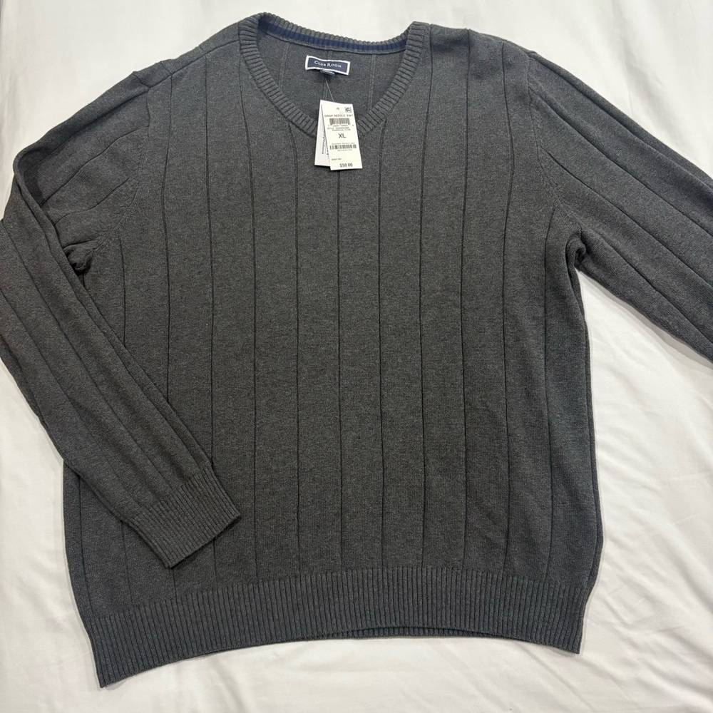 Club Room Men's Dark‎ Gray V-Neck Ribbed Sweater